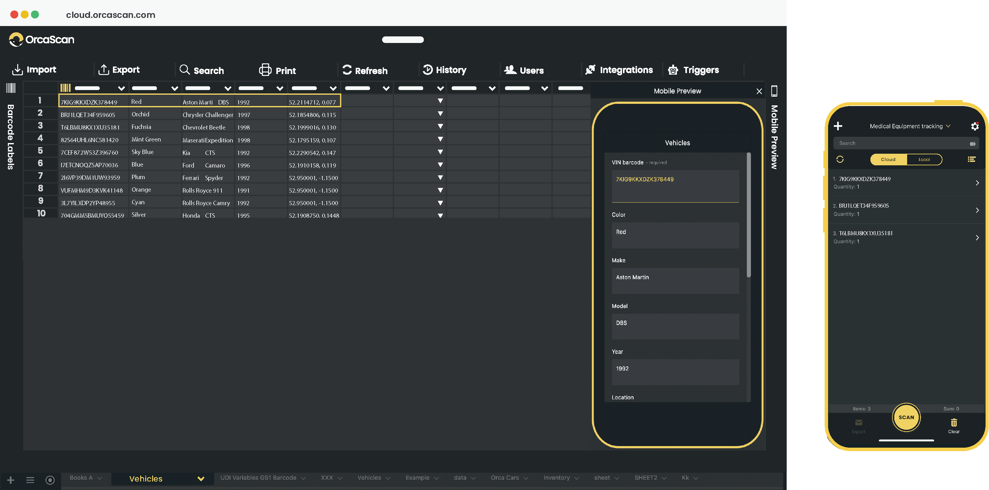 Screenshot showing the web and mobile application