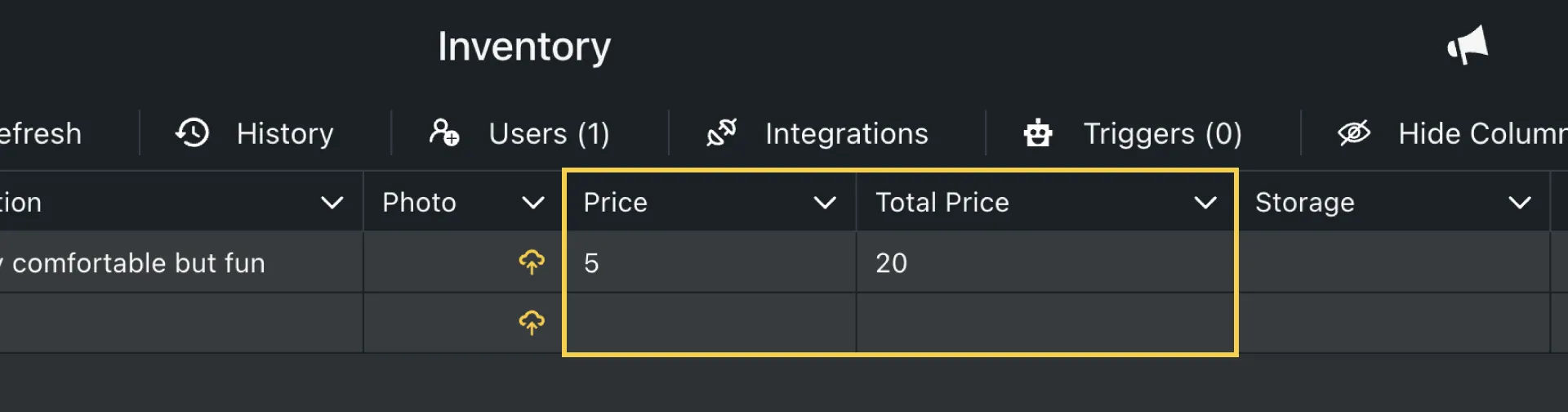 Orca Scan Inventory Tracking sheet with new 