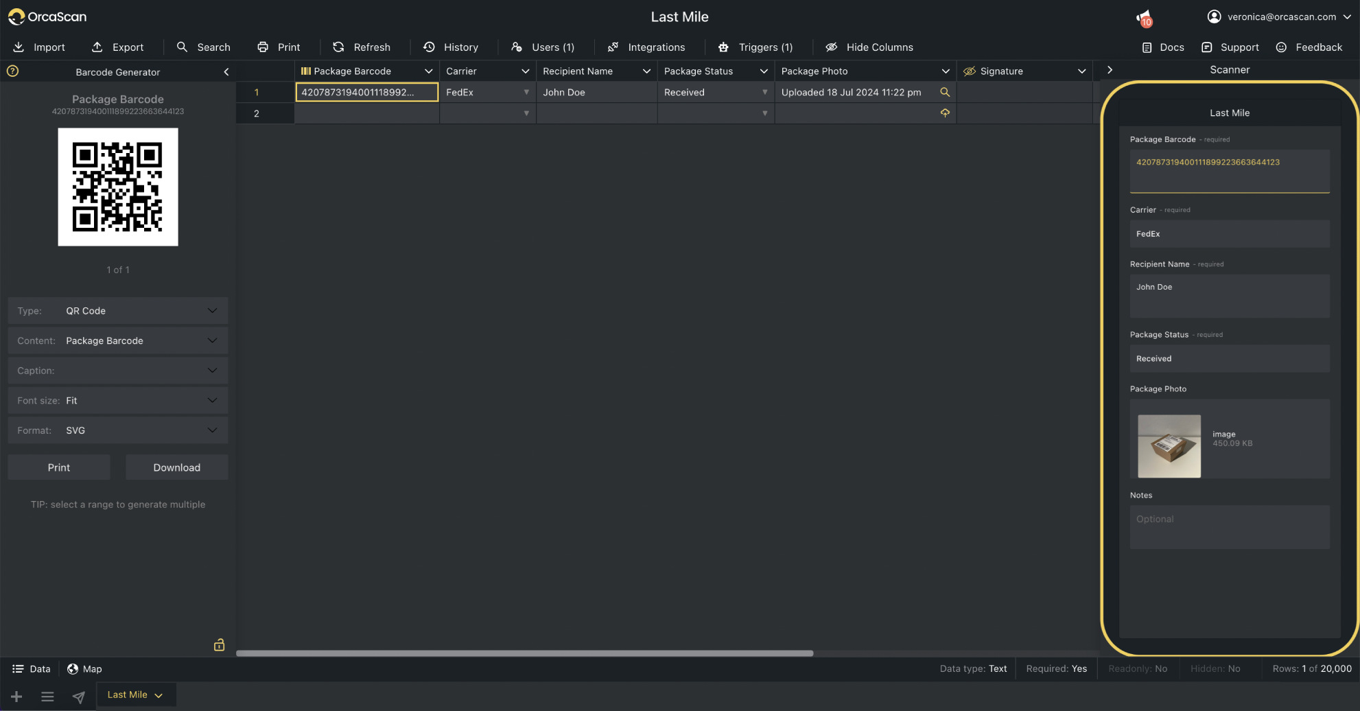 Orca Scan Last Mile Solution Template