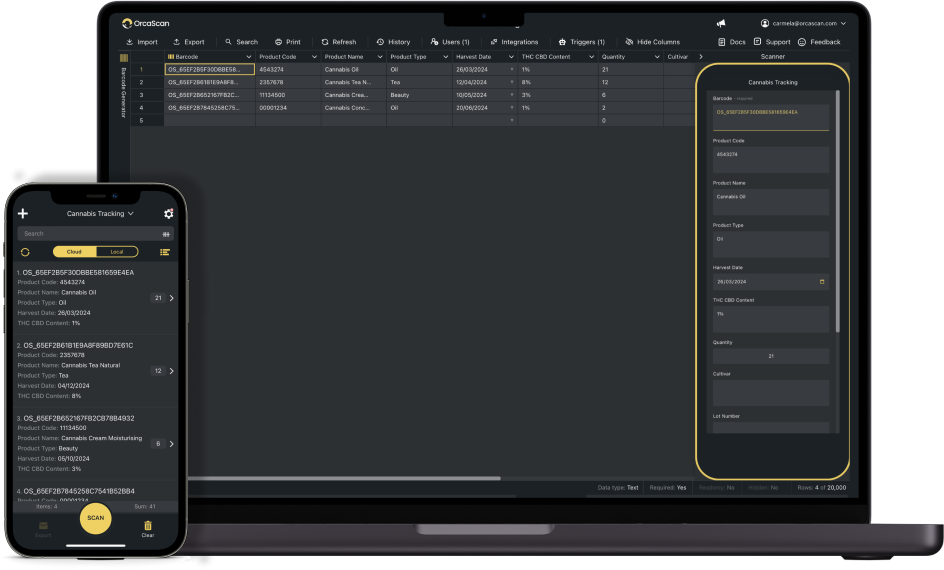 Preview of Orca Scans cannabis tracking solution