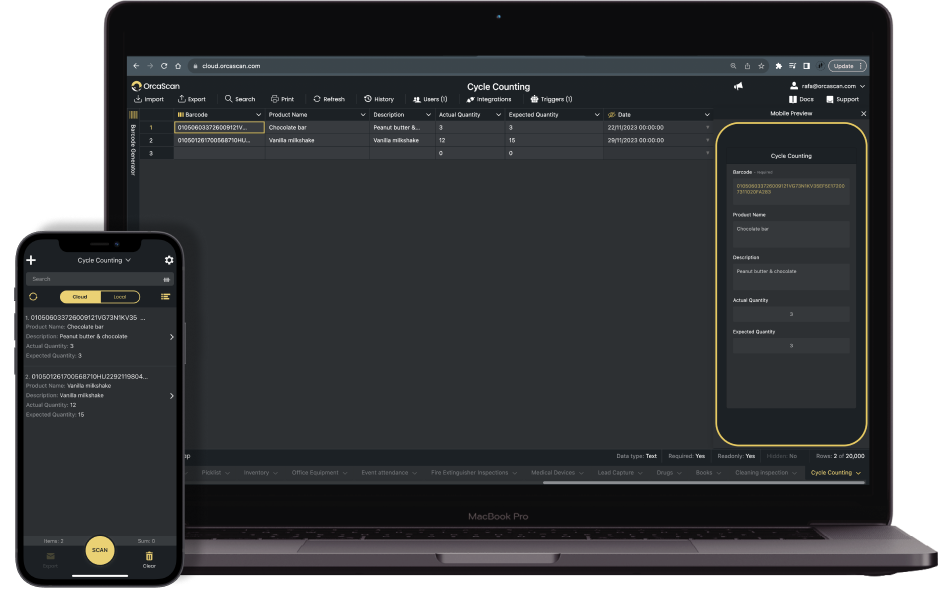 Preview of Orca Scans cycle counting solution