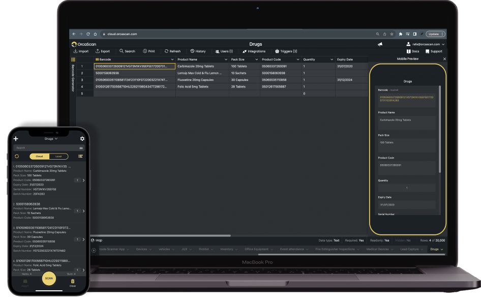 Preview of Orca Scans drug tracking solution