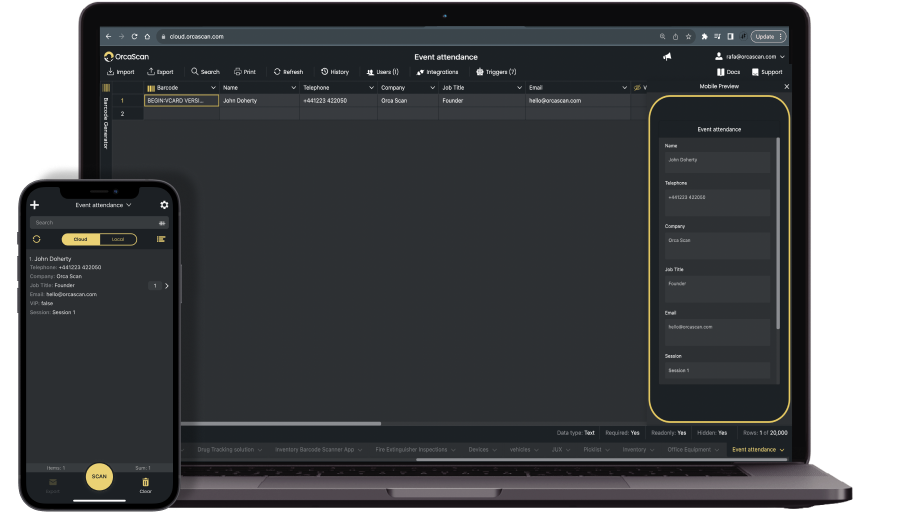 Preview of Orca Scans event attendance solution